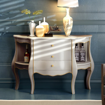 Semi-circular solid wood entrance cabinet European simple decorative cabinet Living room wine cabinet Dining edge locker Wall foyer cabinet customization