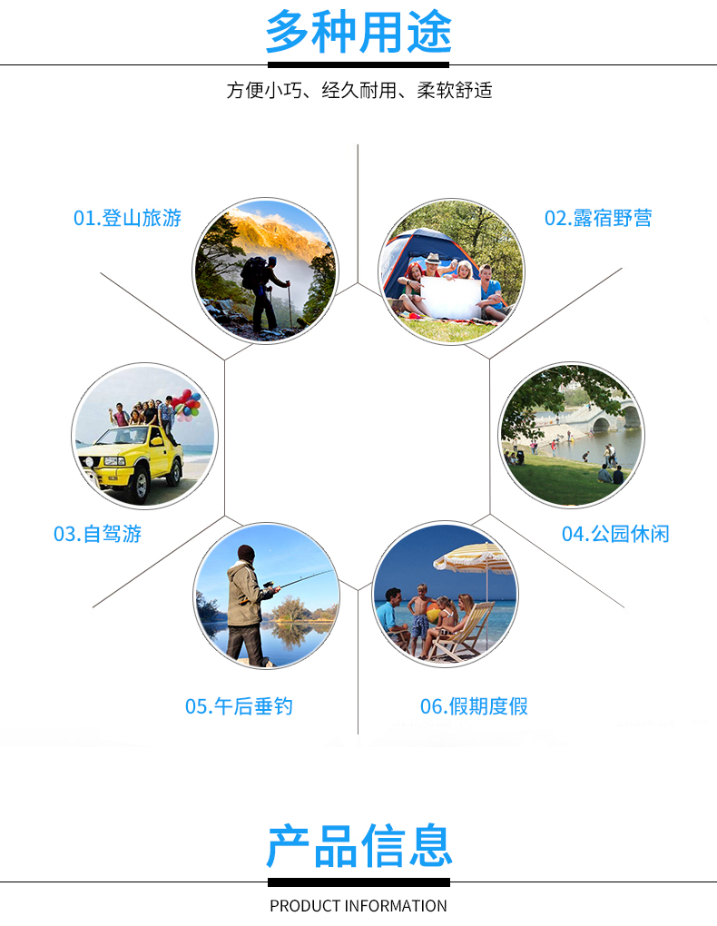 Đệm bơm hơi tự động đệm ngủ pad ngoài trời mở rộng dày với gối bơm đệm đệm nghỉ trưa có thể được khâu mat - Thảm chống ẩm / Mat / Gối khăn trải picnic