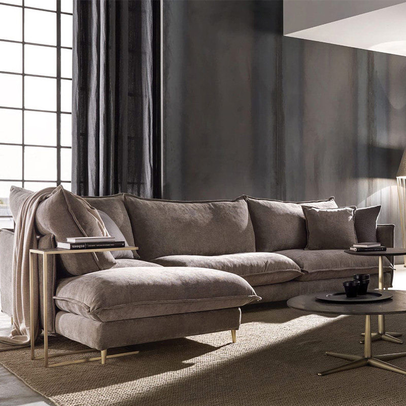 Nordic Down Fabric Sofa Simple Modern Chaise Combination Small Apartment Living Room Light Luxury Sofa Detachable and Washable