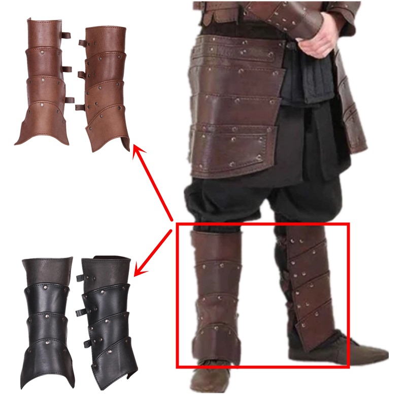 Medieval Leg Armor Leg Guards Boot Covers Fish Scale Armor Calf Protectors European Retro Viking Warrior Knight Boots Cosplay