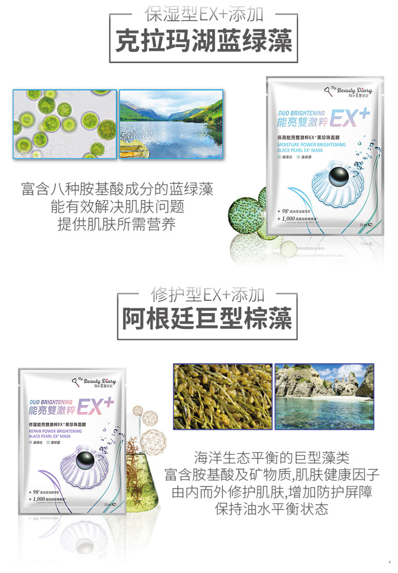 [阚 清 子] Nhật ký làm đẹp năng lượng của tôi phấn khích gấp đôi EX mặt nạ dưỡng ẩm ngọc trai đen 12 miếng - Mặt nạ mặt nạ ngủ trà xanh
