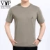 Playboy nam trung niên ngắn tay áo thun cotton rộng mỏng phần cổ tròn màu rắn cỡ lớn bố trung niên áo phông nam đẹp Áo phông ngắn