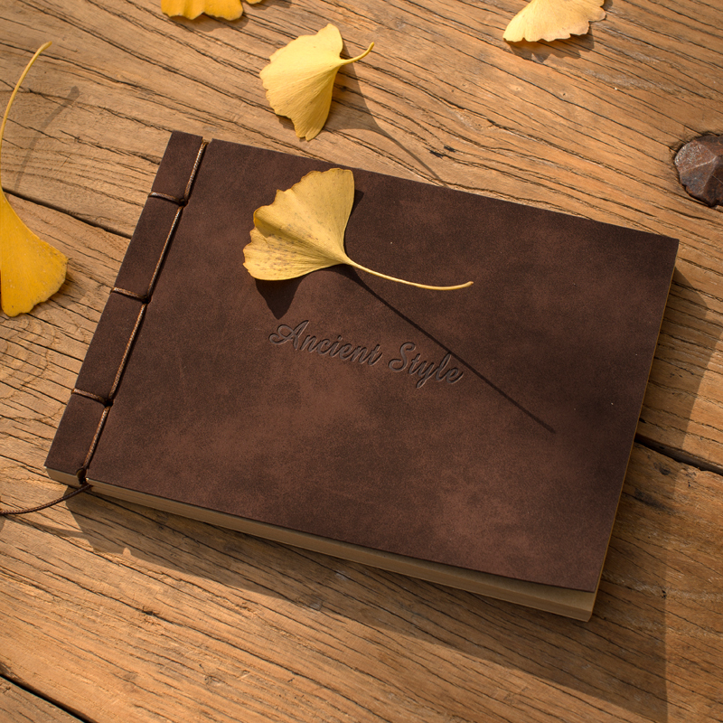 Chinese-Style Retro Horizontal B5 Kraft Paper Blank Doodle Stamping Notebook with String Binding, Pen Sketching Hand-Drawn Notebook Chinese-Style Retro Horizontal B5 Kraft Paper Blank Doodle Stamping Notebook with String Binding, Pen Sketching Hand-Drawn Notebook