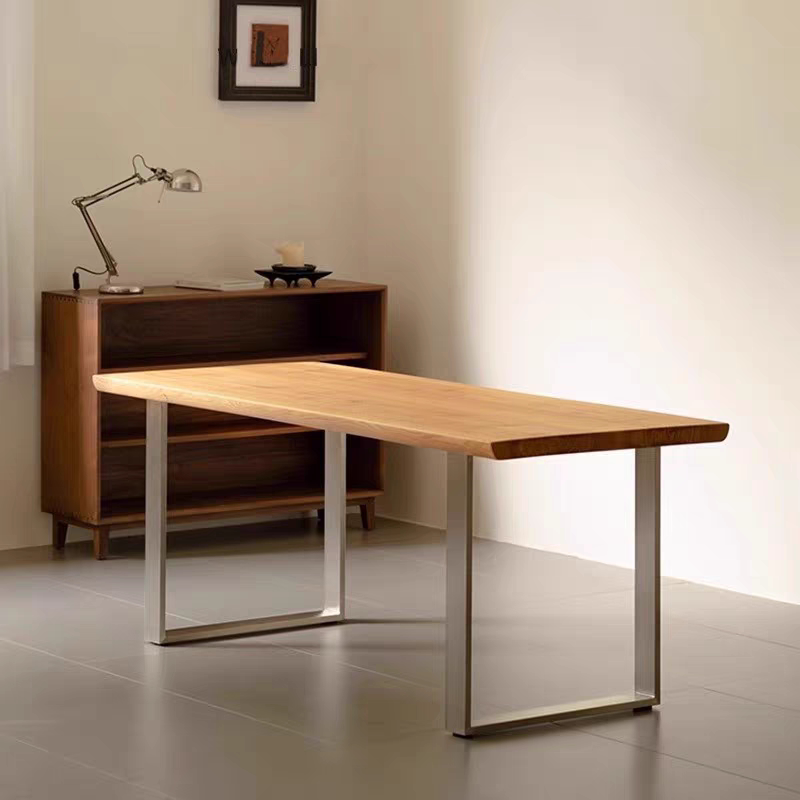Solid Wood Computer Desk, Transformed into a Living Room-Style Large Desk, Modern Minimalist Office Sofa Long Table, Mid-Century Style Workbench