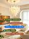 Light Luxury French-Style Living Room Chandelier, Handmade Glass American Retro Horseshoe Staircase Large Chandelier, Master Bedroom Dining Room Lamp
