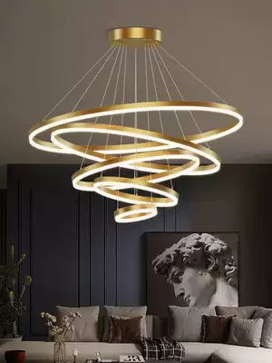 Light luxury all copper living room chandelier modern simple atmosphere home bedroom dining room lamp Nordic circular creative lamps