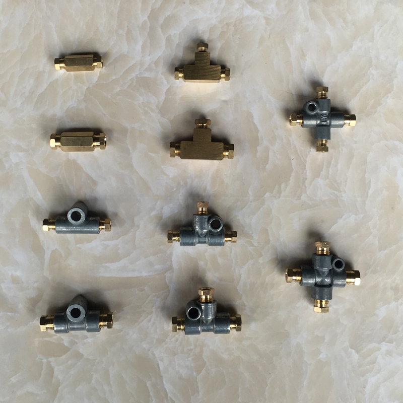 Fixed two-way machine tool lubricating oil road straight-through three-way cross four-way lubricating pipeline fittings