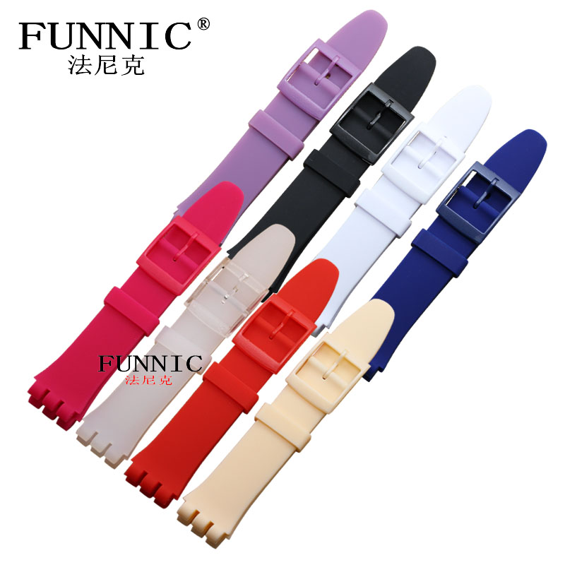 Suitable for SWATCH Rubber watches with Swatch Watches Bare Toner Red Black White 19MM meter belt