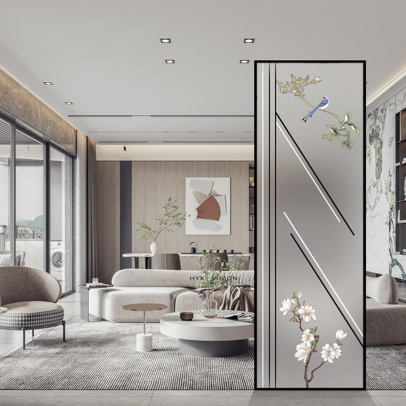 Glass Screen Partition Modern Minimalist Bedroom Living Room Entrance To The House Xuan Guan Decoration Nordic Light Lavish Home Mobile Shelter