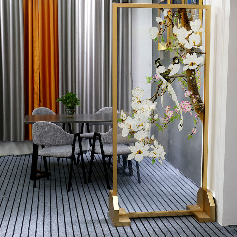 Light luxury high-end enamel color art glass partition custom modern simple decoration bedroom background wall Entrance