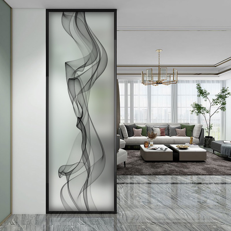 Customize modern minimalist Abstract Art Glass screen Living room Bedroom Partition Double Face Light Transmission Frosted Starter