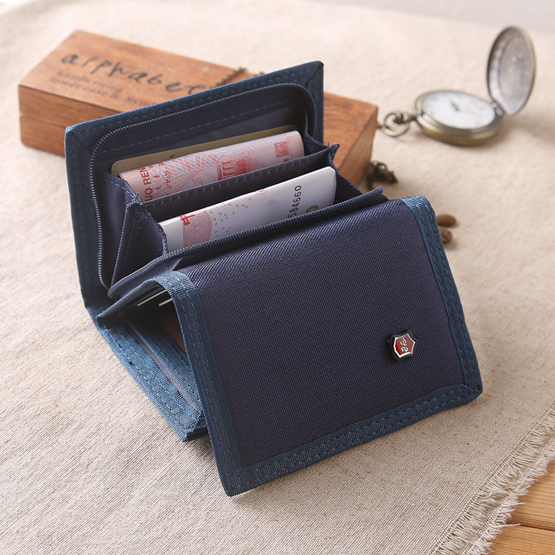 70% off Simple Men's Wallet Korean Style Short Canvas Folding Small Wallet for Boys, Middle and High School Students Trendy Brand