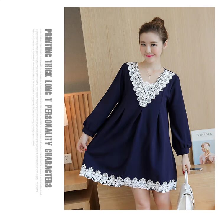 Áo bà bầu size lớn mùa thu 200 cân béo MM 2018 mới mẹ mặc áo mùa xuân và áo mùa thu buông thả đồ bộ bầu đẹp