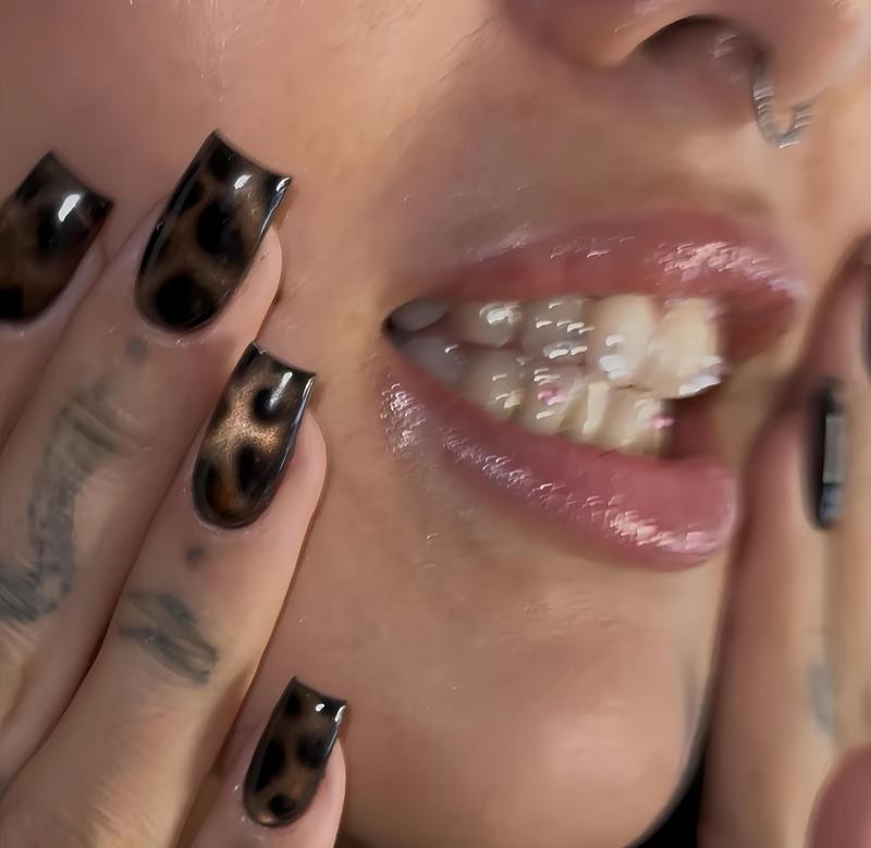Ugg Spicy Girl Nail Art Piece'Qi La' New Style ins Niche Personality Trendy Cool European and American Leopard Print Gradient Cat Eye Nail Art Ugg Spicy Girl Nail Art Piece'Qi La' New Style ins Niche Personality Trendy Cool European and American Leopard Print Gradient Cat Eye Nail Art