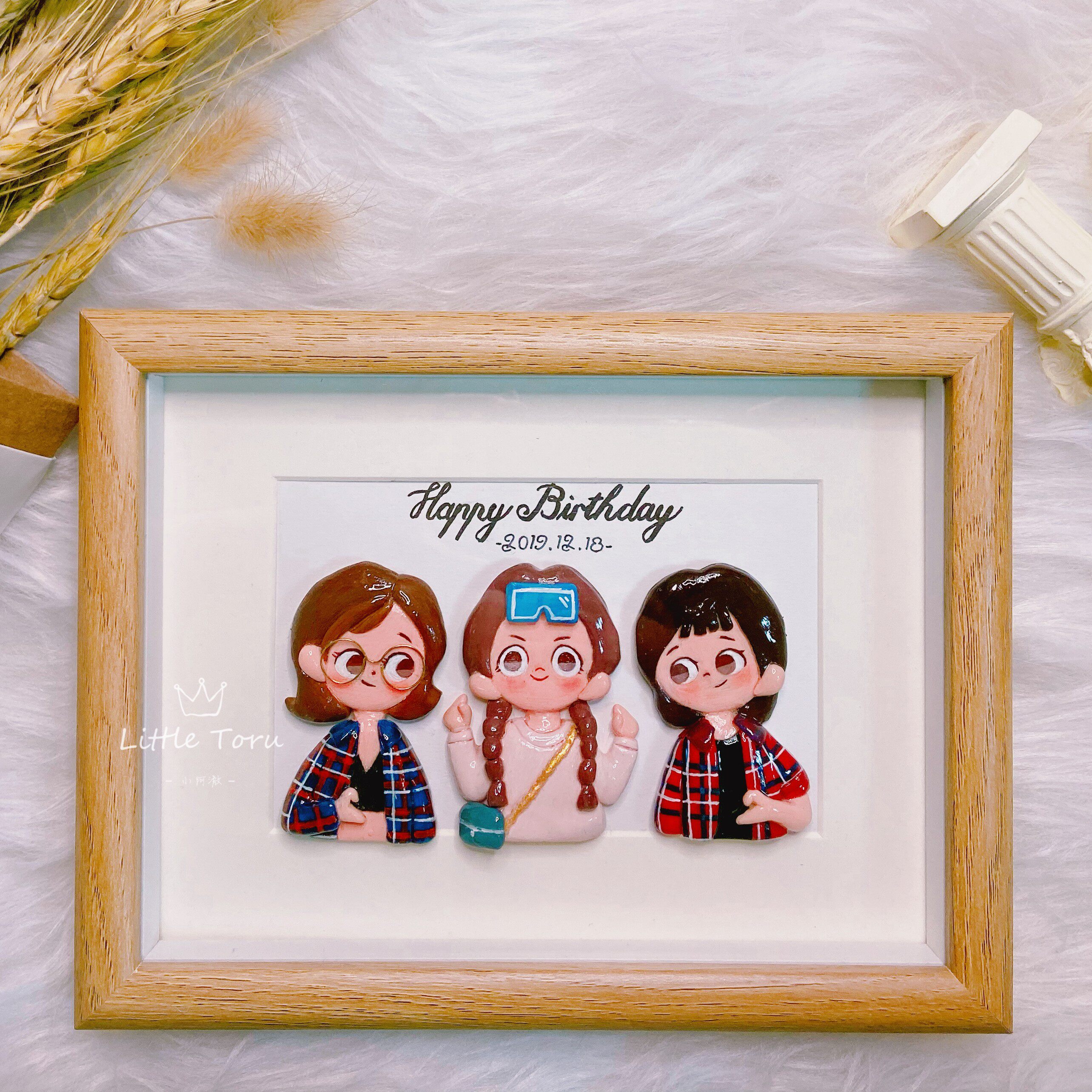 (Little Ache) Clay photo frame Q version doll custom Xiaohongshu girlfriends couple wedding birthday gift