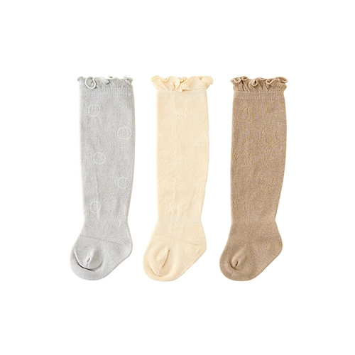 童泰 Детские носки на все времена года, детские чулки, бескостные носки с широким горлышком для новорожденных, 3 пары крутых носков выше колена и длинных носков.