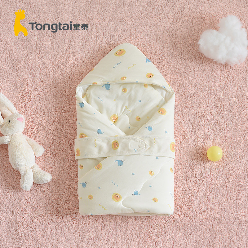 Tong Tai autumn and winter baby cotton sandwich quilt newborn cotton cover quilt baby out to hold blanket newborn blanket supplies