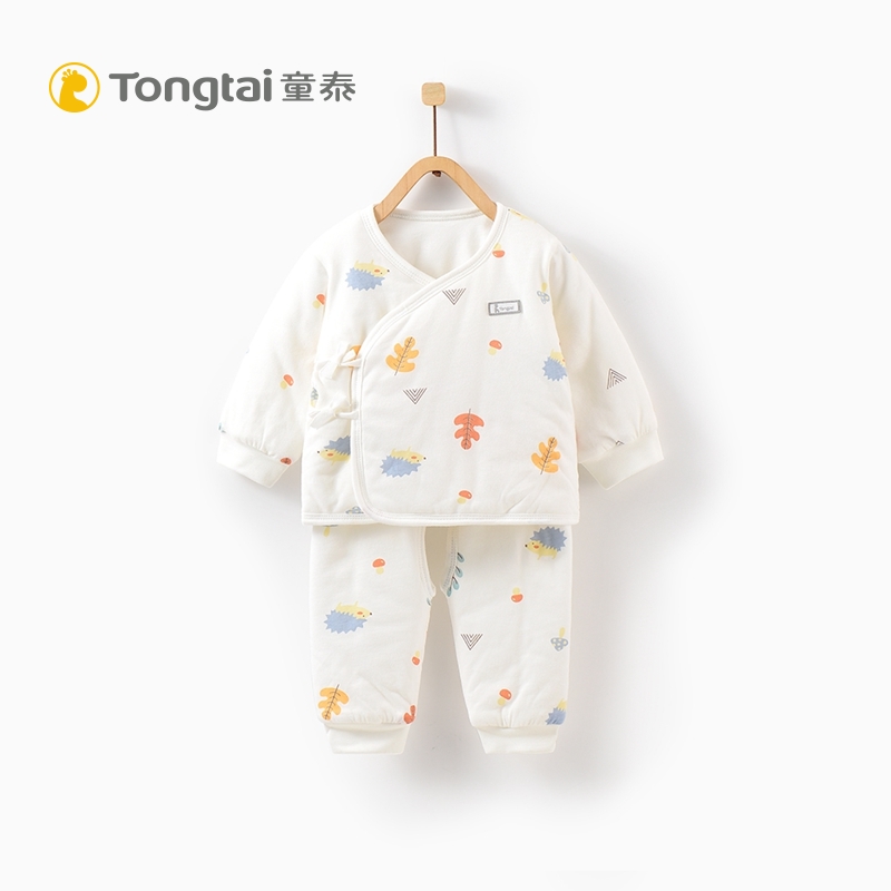 Tongtai new newborn clothes Infant cotton kimono suit 0-3 months baby lace-up cotton coat two-piece set