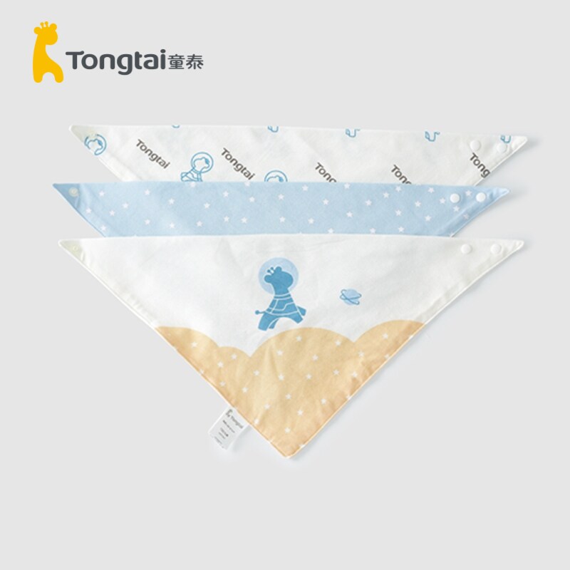 Tongtai four seasons newborn baby Men and women baby pure cotton supplies accessories Triangle towel saliva towel 3 packs