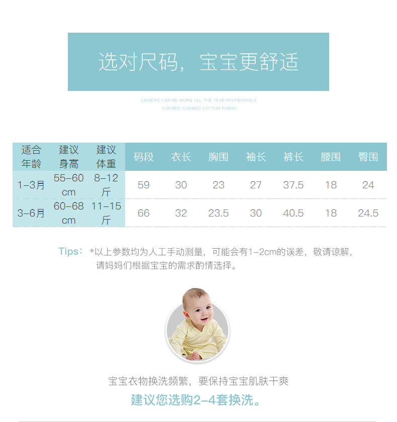 Quần áo trẻ sơ sinh Tong Tai cotton bốn mùa đồ lót nam và nữ bé 1-6 tháng áo sơ mi quần phù hợp áo lót trẻ em