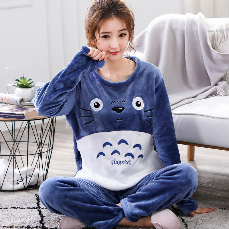 Bộ đồ ngủ nữ mùa đông san hô nhung dày phiên bản Hàn Quốc của mùa thu và mùa đông ngọt ngào và đáng yêu đồ bộ đẹp