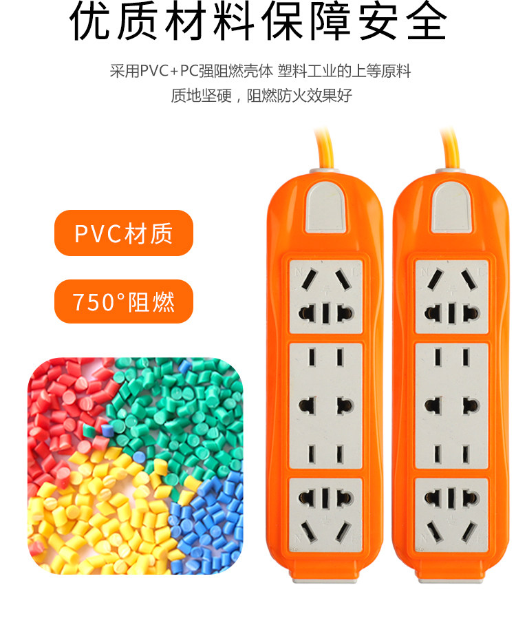 Plug and socket household dormitory multi-function panel porous wiring board high-power plug board switch protection strip wire