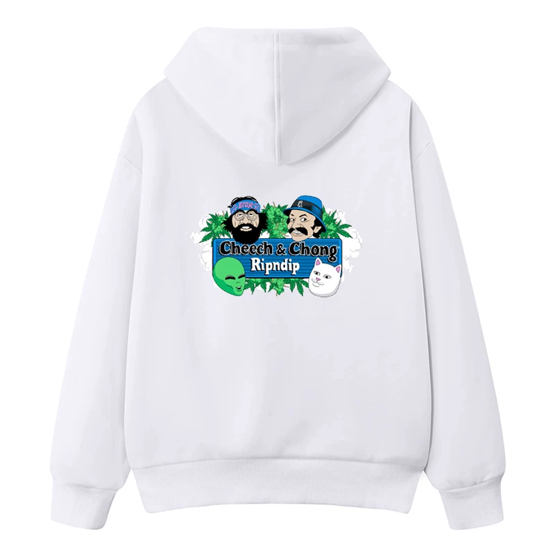 RIPNDIP Американский средний палец, сука кот, инопланетная драма, дуэт мужчина и женщина, худи с круглым вырезом, плотный хлопок