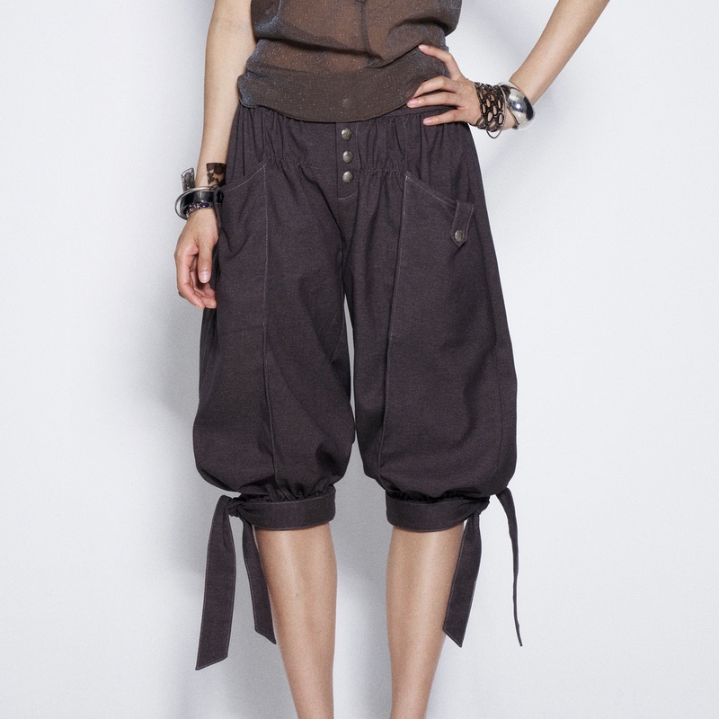 Floirds Market Wide-Leg Suit Fabric Lace-Up Loose-Fitting Cropped Lantern Pants Floirds Market Wide-Leg Suit Fabric Lace-Up Loose-Fitting Cropped Lantern Pants