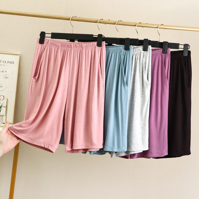 Tightness Waist Modale Pocket Shorts Women Summer Gats Plus Size Easy 50% Pants Minimalist Home Sleeping Pants