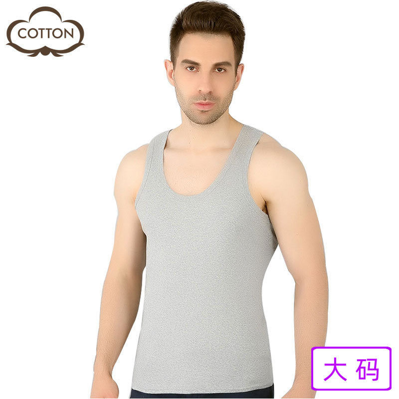 Men's vest cotton plus fat plus size fat fat guy threaded cotton base shirt Cotton hurdler white undershirt summer