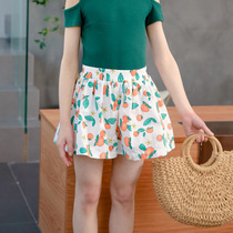 Summer girl shorts Korean version printed pure cotton quality girl with underpants children shorts skirt pants hot pants broadlegged pants