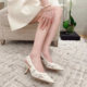 d lace embroidered sandals ເກີບ wedding ຂອງແມ່ຍິງ 2024 ດູໃບໄມ້ລົ່ນແບບຈົດຫມາຍສະບັບໃຫມ່ bow ສີຂາວໂປ່ງໃສ heels ສູງ sexy