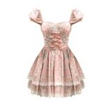 Небольшая дизайнерская юбка с бантиком, розовый наряд маленькой принцессы, платье, тренд сезона, французский стиль, рукава фонарики, цветочный принт