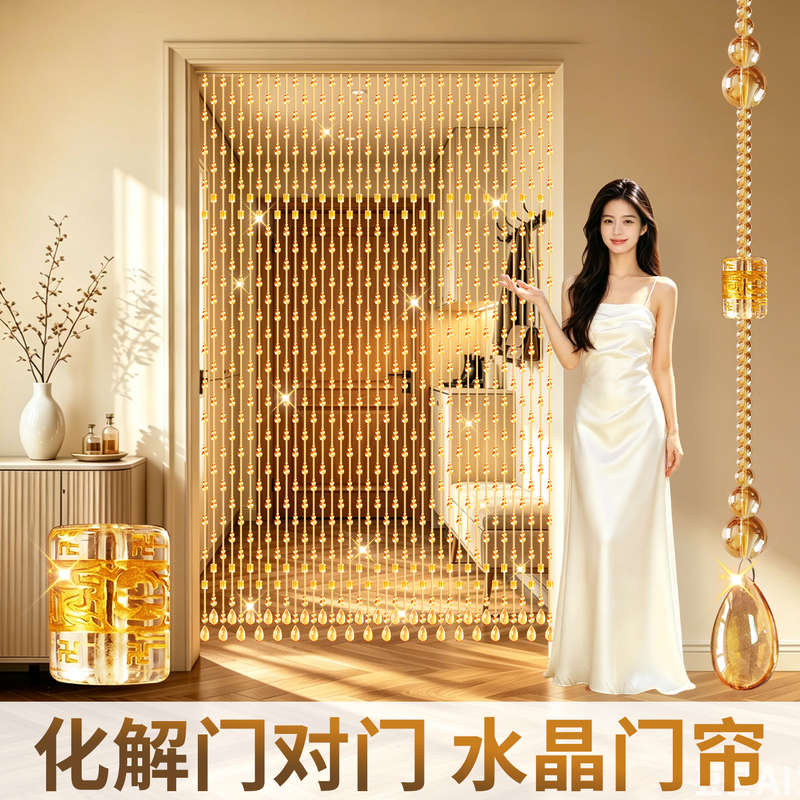 Crystal Bead Curtain New Model for Living Room Partition, Entryway, Corridor, Gourd Bead String, Bedroom and Living Room Decorative Hanging Curtain, No Drilling Required Crystal Bead Curtain New Model for Living Room Partition, Entryway, Corridor, Gourd Bead String, Bedroom and Living Room Decorative Hanging Curtain, No Drilling Required