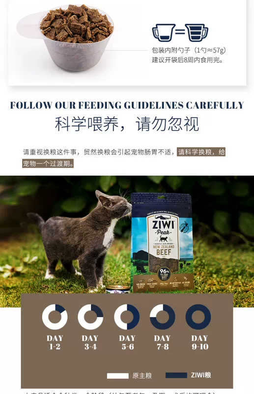 Thức ăn cho mèo đỉnh ZiwiPeak New Zealand Thịt bò nhập khẩu Hương vị Kitty Kitty Mèo trưởng thành 400g - Cat Staples