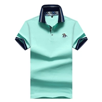 Đầm cotton công sở kinh doanh áo thun tay ngắn nam ve áo màu rắn áo polo mùa hè nam giản dị áo thun Paul áo khoác polo