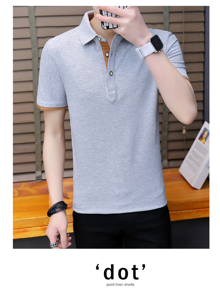 Áo thun nam cotton ngắn tay Áo sơ mi nam mùa hè nam ngọc trai cotton ve áo thun nam phiên bản Hàn Quốc của mùa hè áo polo form rộng