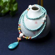 Huixingfu Jewelry Colorful New Diy Handwoven Raw Mineral Turquoise Beeswax Necklace Pendant Live Link