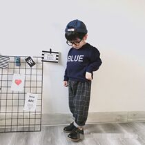 Childrens clothing 20 winter new boys and girls sweater baby with letter - covered head coat knitting sweater simple momentum