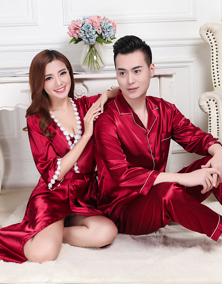 Mùa xuân và mùa thu mới lụa mỏng cộng với người đàn ông béo tay dài đồ ngủ mùa hè gợi cảm áo ngủ nữ hai mảnh phù hợp với mùa đông đồ lót nam đẹp
