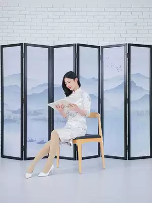 Modern Chinese screen partition living room simple modern folding mobile folding screen solid wood simple office screen