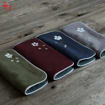 Cotton and Hemp hand-painted square tea towel small tea mat retro insulation mat Chinese Zen tea table rag dry bubble tea mat