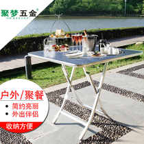 Stainless steel table folding table round table square table outdoor table Table Table and Chair combination balcony coffee table