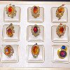 Mexican red and blue amber sterling silver ring