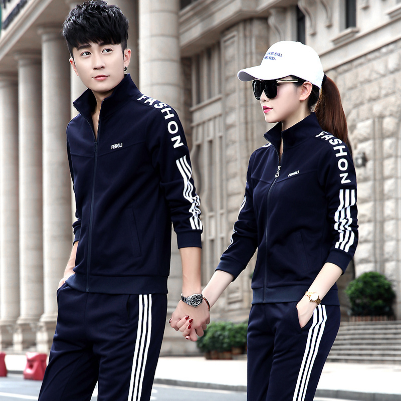 Stand-Up Collar Sportswear Suit for Men and Women, Outdoor Casual Wear, Loose Large Size, Spring and Autumn Team Pure Cotton Three-Piece Set