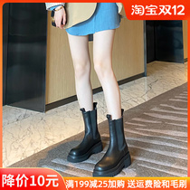 Spring and autumn thick-soled short boots female mona same model Martin boots female tide ins British style mid-boots thin boots single boots