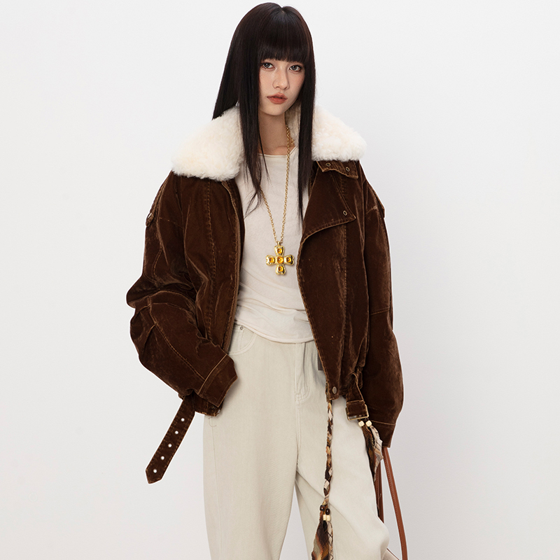 City Travel Trail/ Retro Flocked Denim Cashmere Collar 90% White Goose down Parka Women's Winter Coat New