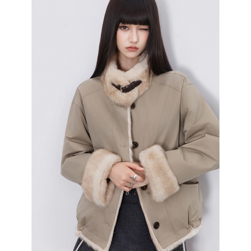 Letter from Long Island/Reversible Rabbit Fur Parka for Women, Young Style, Casual Simple Jacket, 26 Autumn/Winter New Model