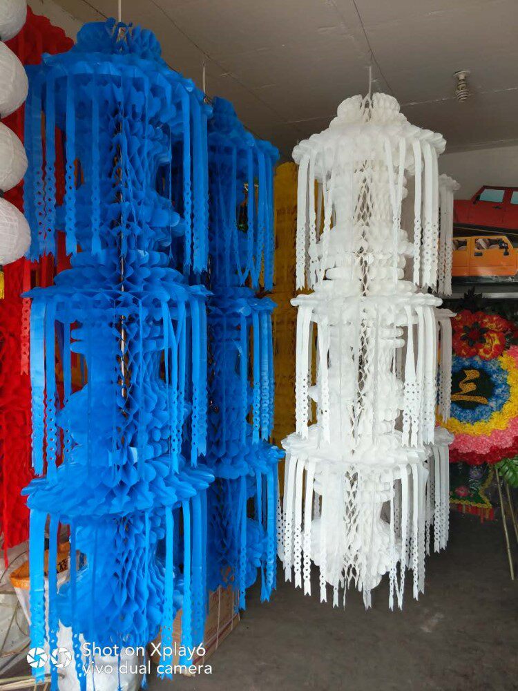 Paper-halal paper lanterns Yulan floating Qingming floating wax and light paper colorful streamer white matter Funeral supplies