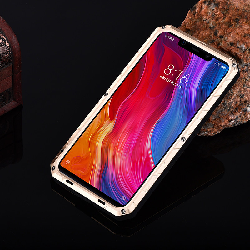 iMatch Water Resistant Shockproof Dust/Dirt/Snow-Proof Aluminum Metal Military Heavy Duty Armor Protection Case Cover for Xiaomi Mi 8